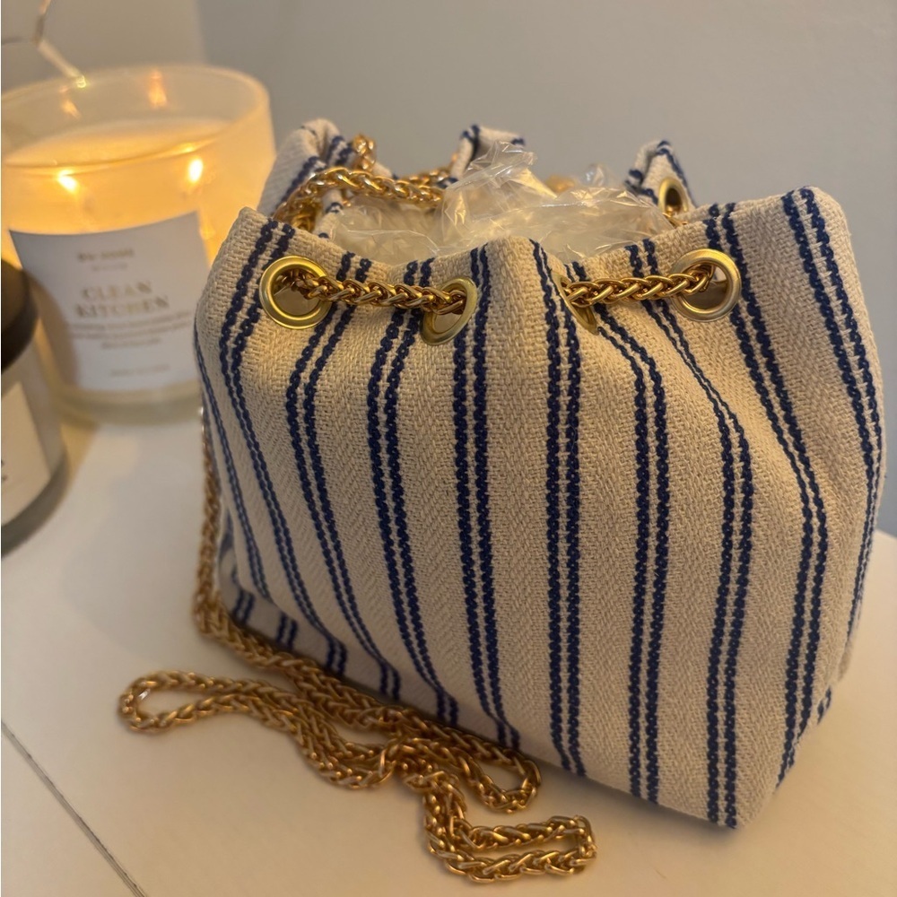 Striped Blue and White Women's Bag - Picture 8 of 13